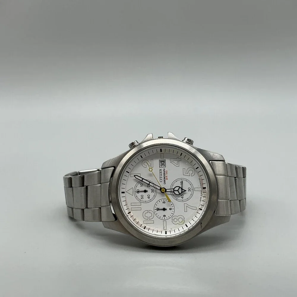 Citizen Chronograph WR100 Mens Watch 40mm Stainless For Parts Not Running